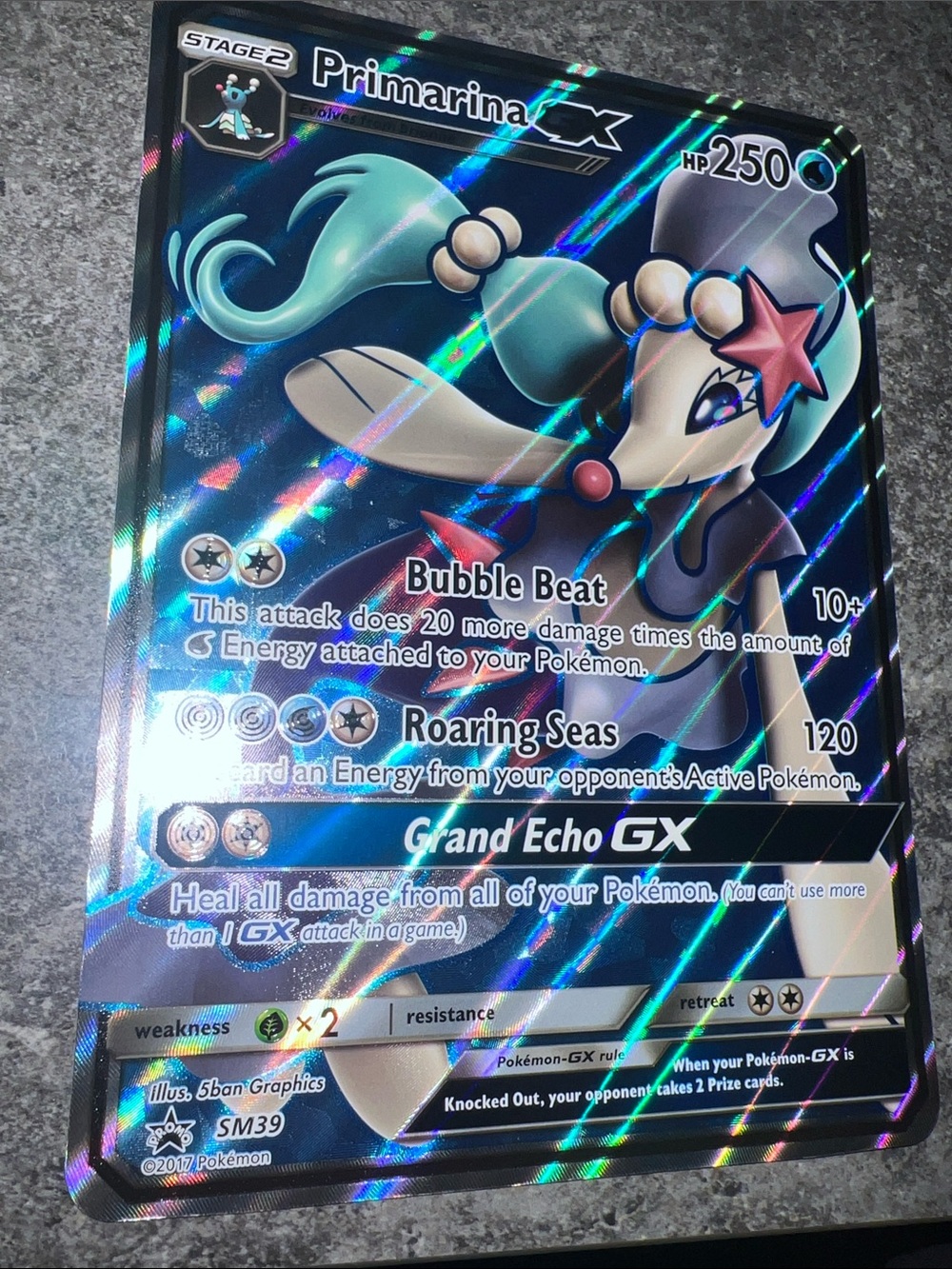 Pokemon Primarina-GX Holographic Card - Teal, Blue, Pink, White jumbo